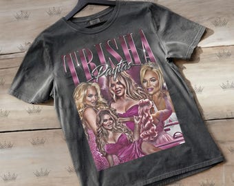 Trisha Paytas Shirt Vintage Graphic Tee, Pink Collage Unisex Shirt, Y2K Aesthetic YouTuber Influencer Fan Art Top, Gift for Women and Men ID