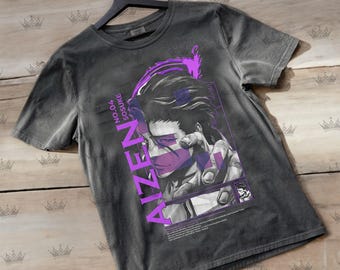 Sosuke Aizen Bleach Anime Shirt, Bleach Anime Graphic Tee, Japanese Manga Streetwear, Hollow Mask Glitch Art, Gotei 13 Captain, Otaku TNGN