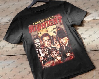 Niveau de menace Midnight The Movie, T-shirt vintage The Office, graphisme hommage aux années 90, cadeau idéal pour les amateurs de séries télévisées et de films