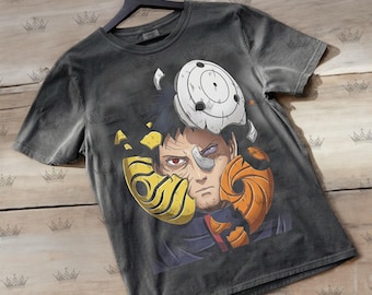Obito Uchiha Shirt, Anime Ninja Tee, Sharingan Rinnegan Mask Tee, Anime Streetwear Unisex Vintage Shirt, Otaku Gift, Anime Shippuden TNGN