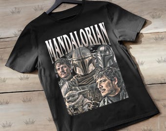 Camiseta mandaloriana de Pedro Pascal Grogu, camiseta vintage de Star Wars, camiseta unisex con gráfico de Din Djarin, regalo para fans, regalo para mujeres y hombres.