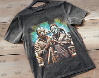 Freddy and Jason Shirt, Freddy and Jason Funny Meme Heart Hand Shirt, Freddy Krueger Shirt, Jason Voorhess Shirt, Halloween Gift Shirt BK