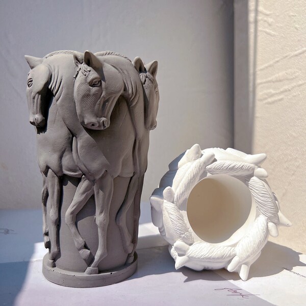 Concrete Horse Statue Etsy