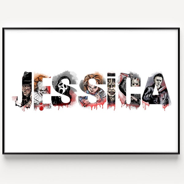A4 Horror Movie Name Letters Horror Films Characters Wall Print - Maximum 8 Letters - Frame NOT Included 21 x 29.7 cm
