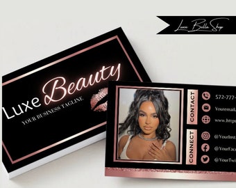 Digital Business Card ,DIY Template| Hair Salon, Makeup Artist, Lashes, Wig Installs, Hair Extensions, Nail Tech, Beauty