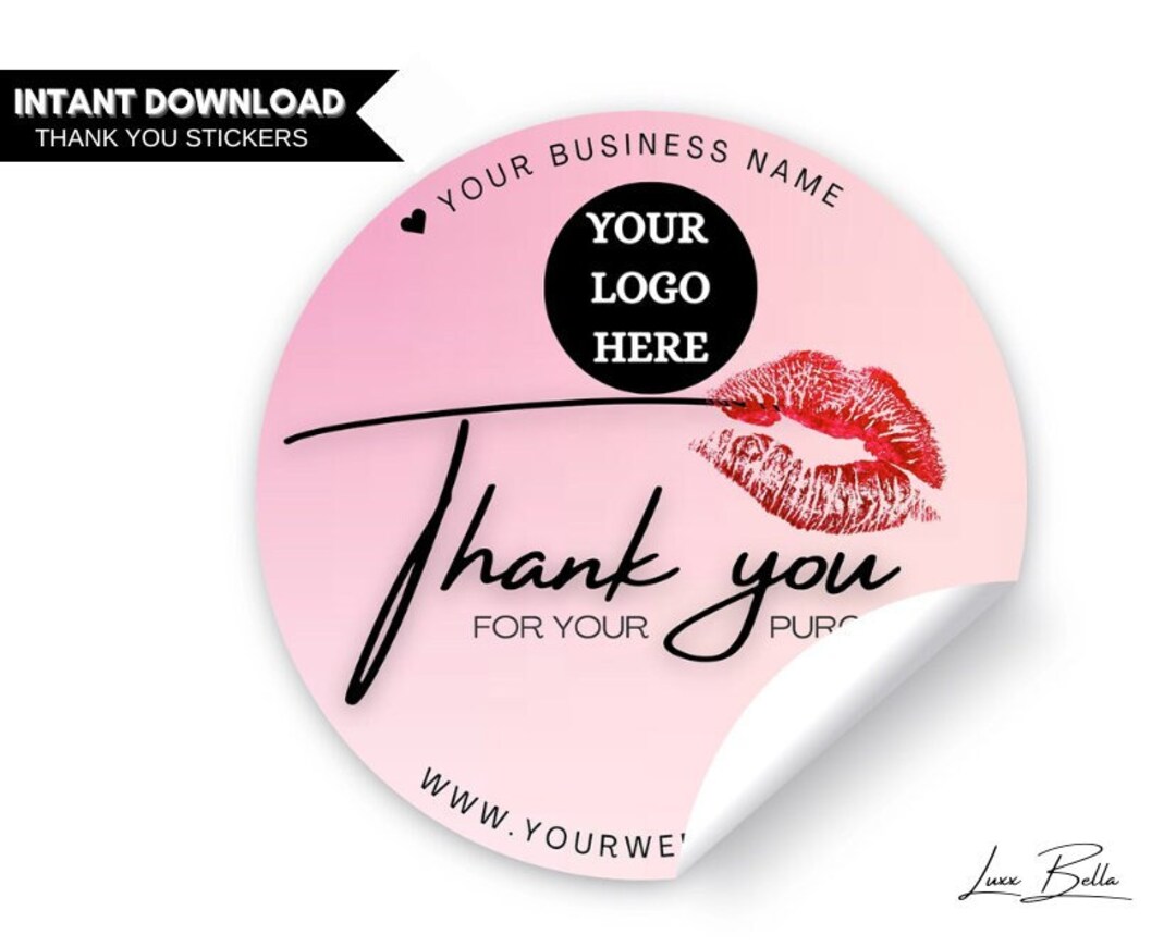 EDITABLE Thank You Sticker Digital Thank You Label Template Etsy