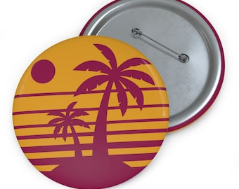 Retro Beach Pin Button