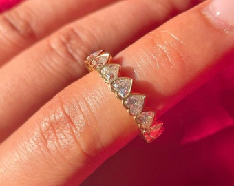 3 Carat Heart Cut Diamond Wedding Band Minimalist Eternity Ring Lab Grown Diamond Statement Band Handmade Jewelry Thanksgiving Gift Etsy