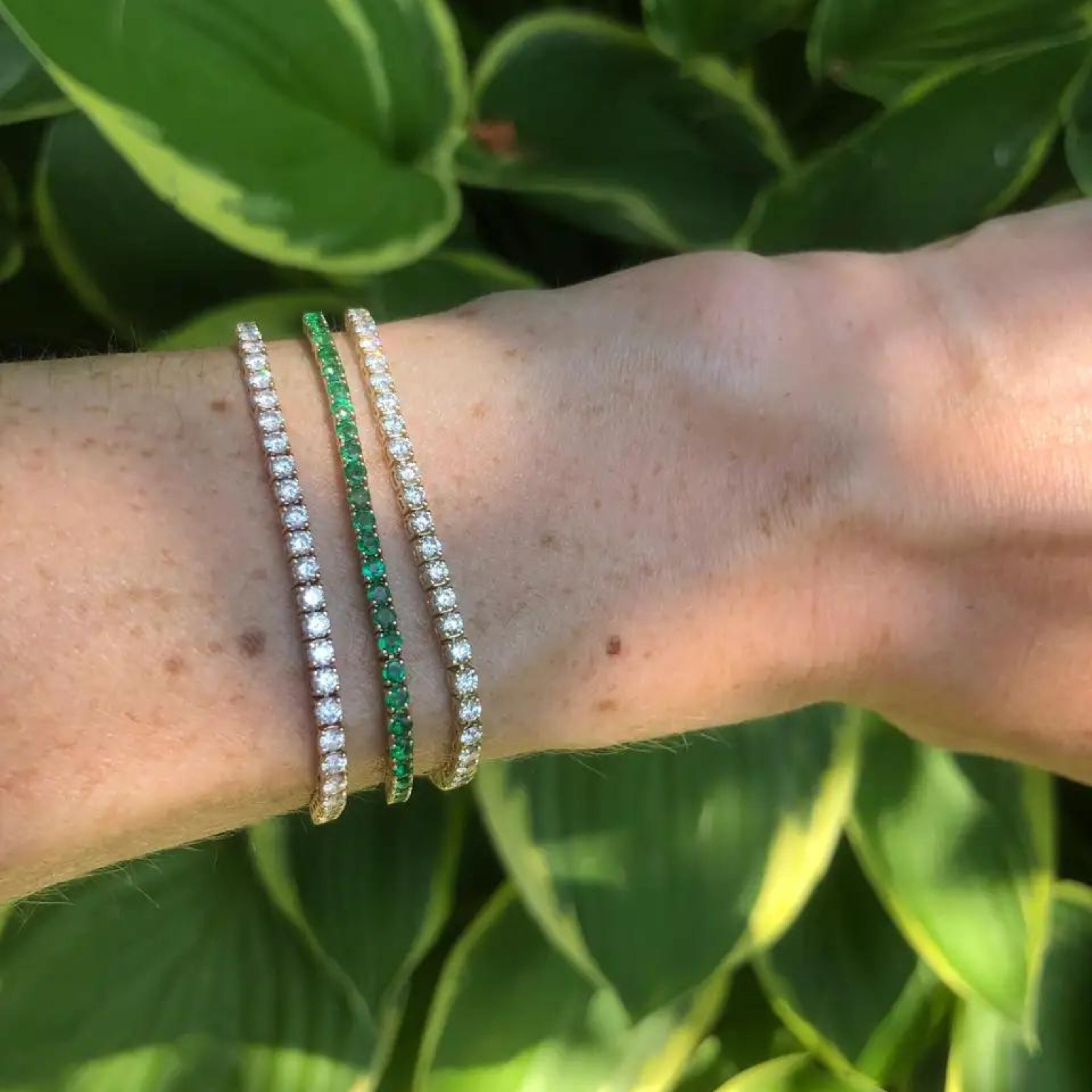 3.02 Carats Natural Emerald Tennis Bracelet in 14K 18K Yellow Gold May Birthstone Stacking Bracelet Personalized Christmas Gift for her Etsy