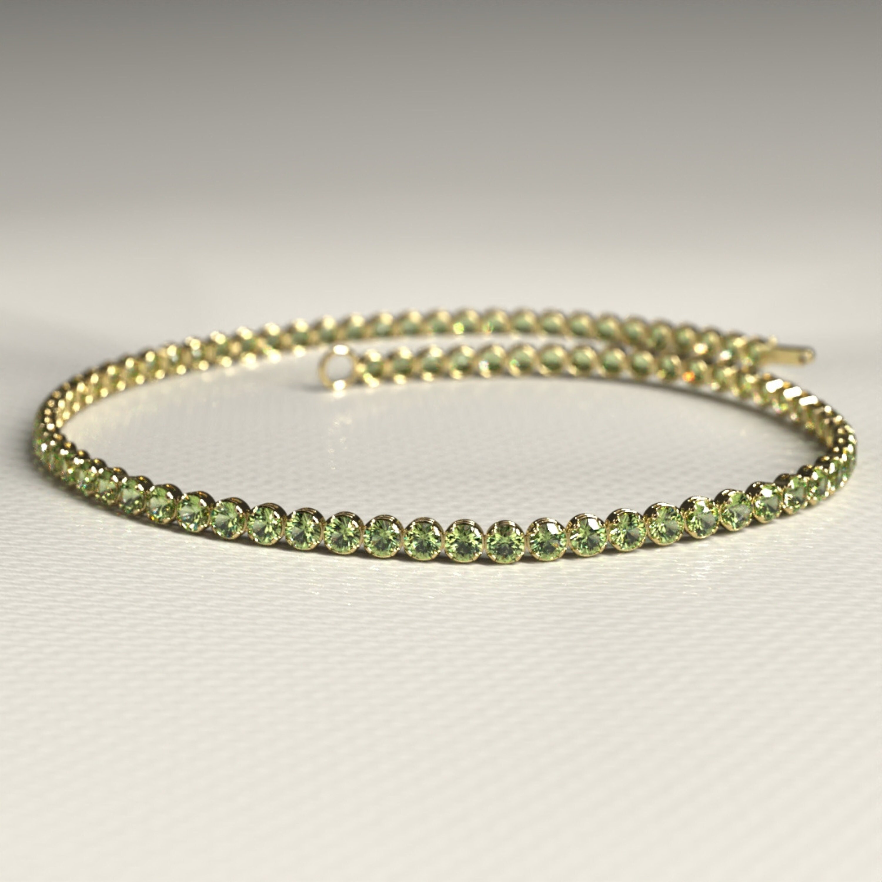 Peridot tennis bracelet 14k gold discount