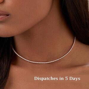 3.50 Carat Luxury Tennis Necklace, 14K/18K White Gold Lab Grown Diamond Choker – Perfect Thanksgiving Gift for Her
