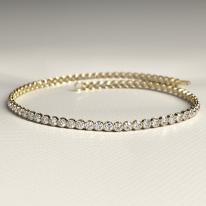 14K Gold Dainty Diamond Tennis Bracelet , 1.72 Carats Lab Grown Diamond Tennis Bracelet, Thin Stacking Bracelet, Mothers Day Gift