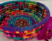 Eclectic Home Decor | Table Decor | Yarn Art Basket Handwoven | Fiber Art Handcrafted Basket