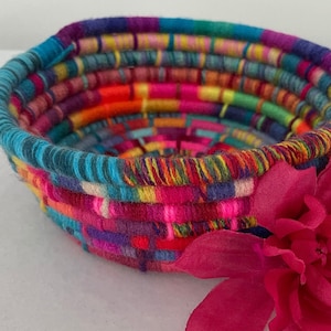 Coil Basket | Eclectic Home Decor | Hippie Room Decor | Table Decor | Small Basket | Woven Basket | Coffee Table Decor | Unique Gift Idea