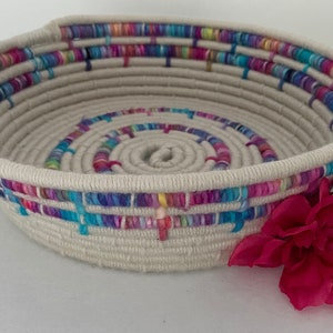 Woven Basket | Beige Rope Basket | Rope Basket Beige | Cozy Basket | New Home Gifts | Thank You Gift | Eclectic Home Decor | Table Decor