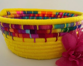 Yellow Basket | Colorful Boho Decor | Yellow Decor | Art Yellow | Yellow Room Decor | Kitchen Decor Yellow | Decorative Gift Baskets