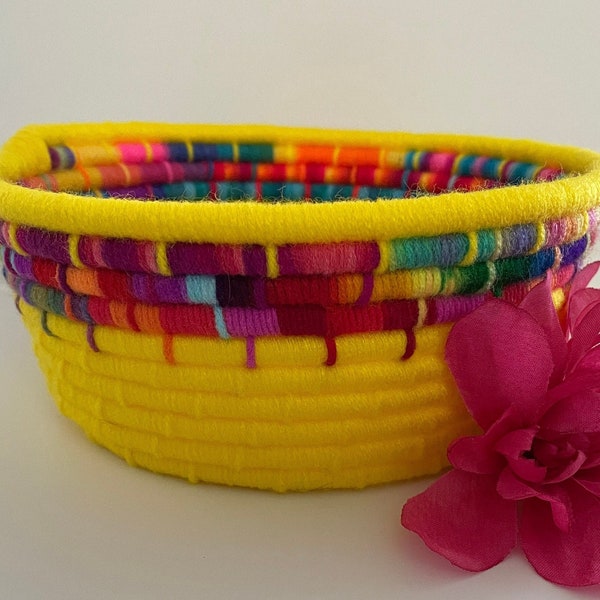 Yellow Basket | Colorful Boho Decor | Yellow Decor | Art Yellow | Yellow Room Decor | Kitchen Decor Yellow | Decorative Gift Baskets