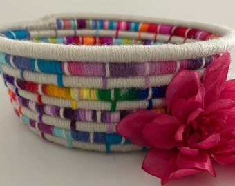 Colorful Boho Decor | Beige Rope Basket | Colorful Office Decor | Decorative Gift Basket | Colorful Kitchen Decor | Coil Basket | Table Deco