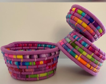 Small Basket Set VIOLET | Basket Set | Small Woven Baskets | Small Gift Baskets | Small Gift Baskets for Women | Small Baskets for a Shelf