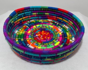 Hippie Decor | Rope Basket Rainbow | Bohemian Deco Basket