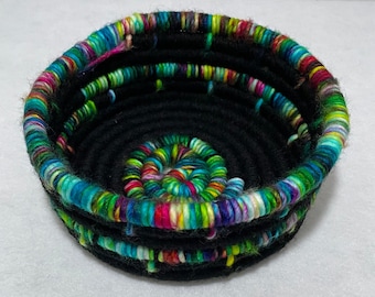 Black Rope Basket | Small Basket Boho Decor | Modern Bohemian Basket | Woven Baskets Black Multi-Color