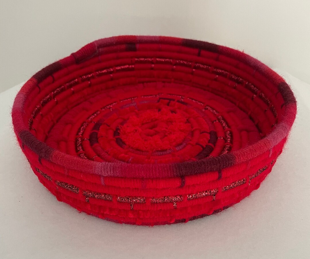 Red Rope Basket | Red Rope Coil Basket | Rope Basket Red - Etsy