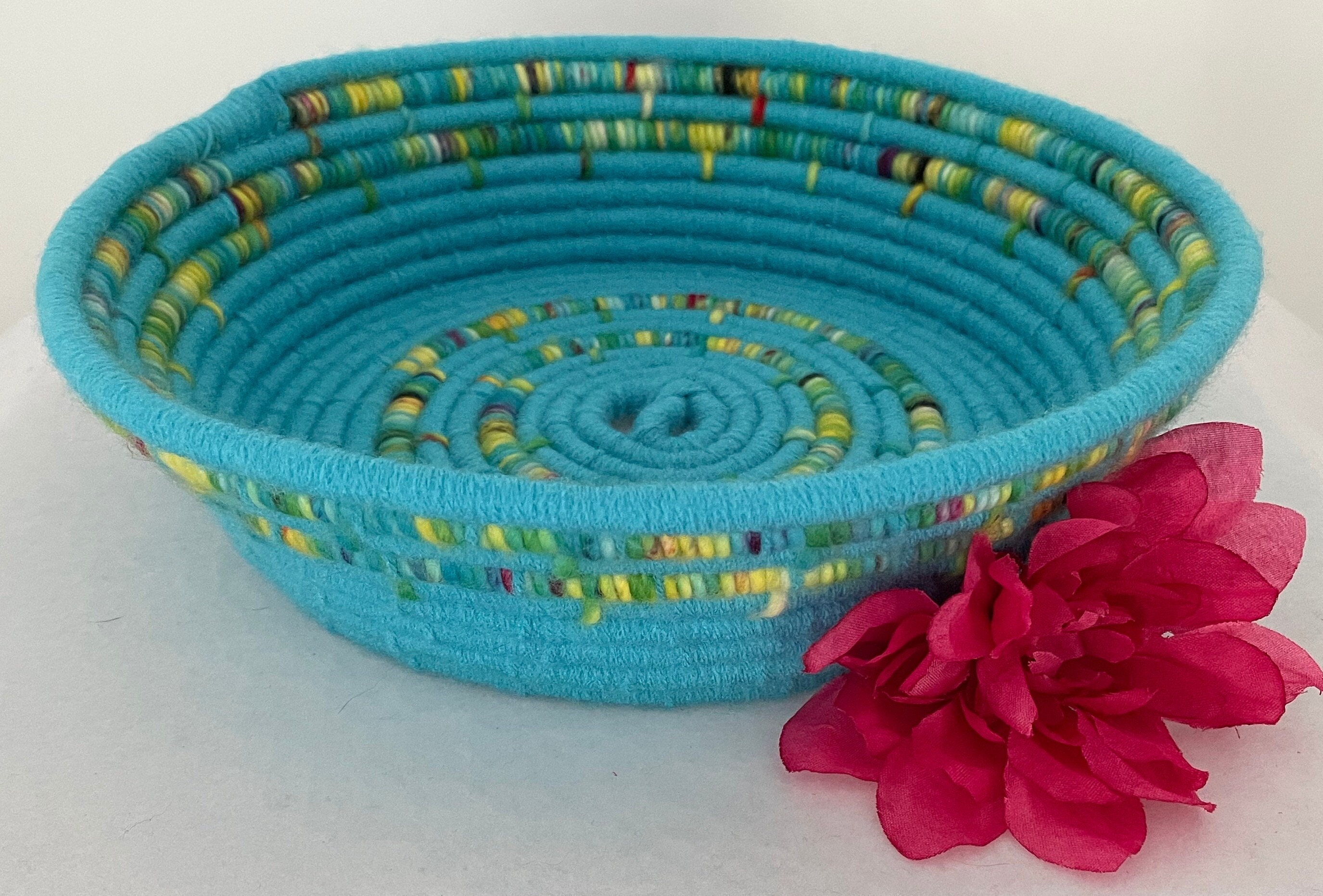 Blue Rope Basket | Woven Basket | Rope Basket Blue | Woven Art ...