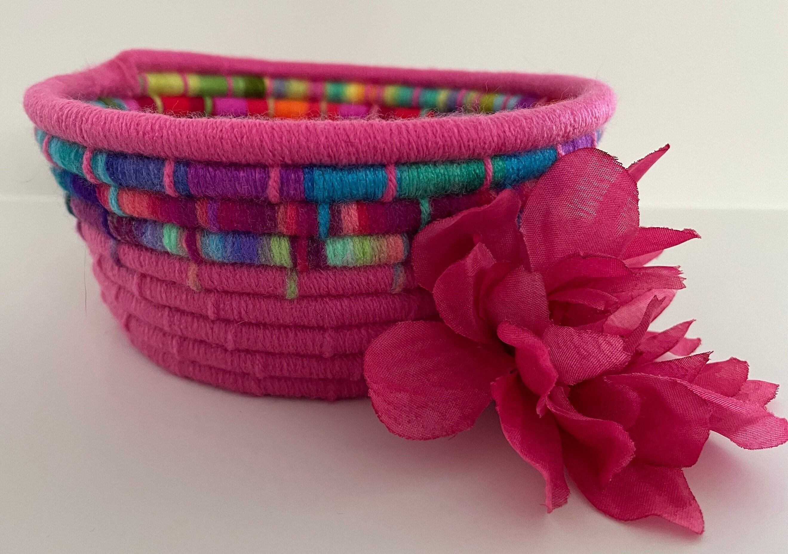 Pink Basket | Bubblegum Pink Decor | Decorative Gift Baskets | Pink Room Decor | Pink Table Decor | Pink Living Room Decor | Pink Bedroom