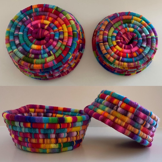 Kleines Korb Set | Kleine Bunte Körbe | Geflochtenes Korb-Set | Garnkörbe | Funky Körbe | Kleine Geschenkkörbe | Geschenkkörbe