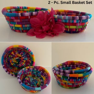 Woven Basket Set | Small Woven Baskets for Shelf | Small Gift Baskets for Women | Set of Baskets | Small Colorful Basket | Very Small Basket