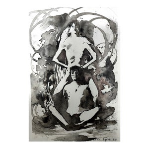 Spiritual Rorschach Mrs. Rorschach: Original Ink Drawing, Abstract Women Figures, Spiritual ...
