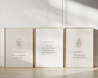 Collection 2 - Set of 3, Bible Verse Wall Art, Minimalist Christian Wall Decor, Christian Wall Art, Printable Home Decor