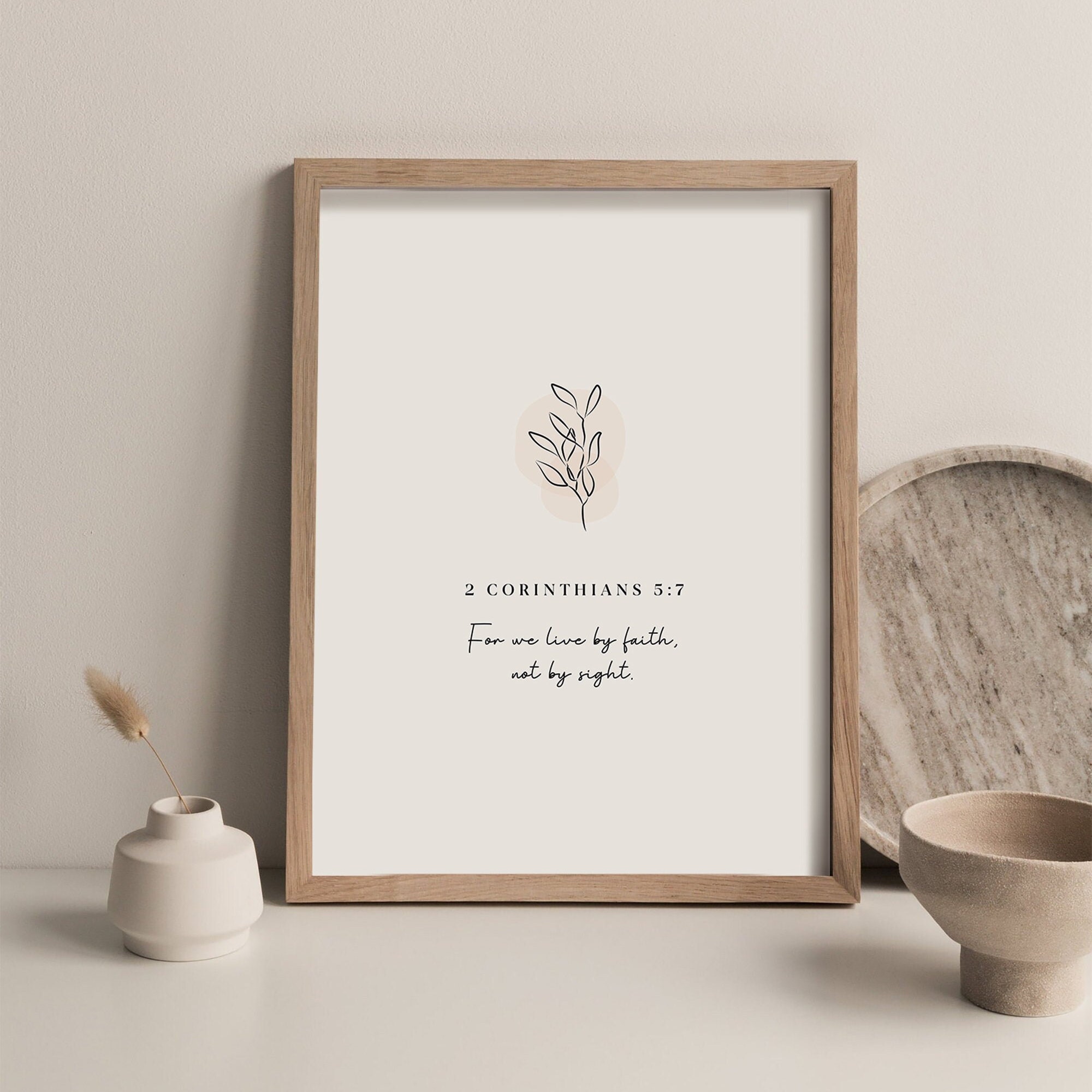 2 Corinthians 5:7 Bible Verse Wall Art, Minimalist Christian Wall Decor ...