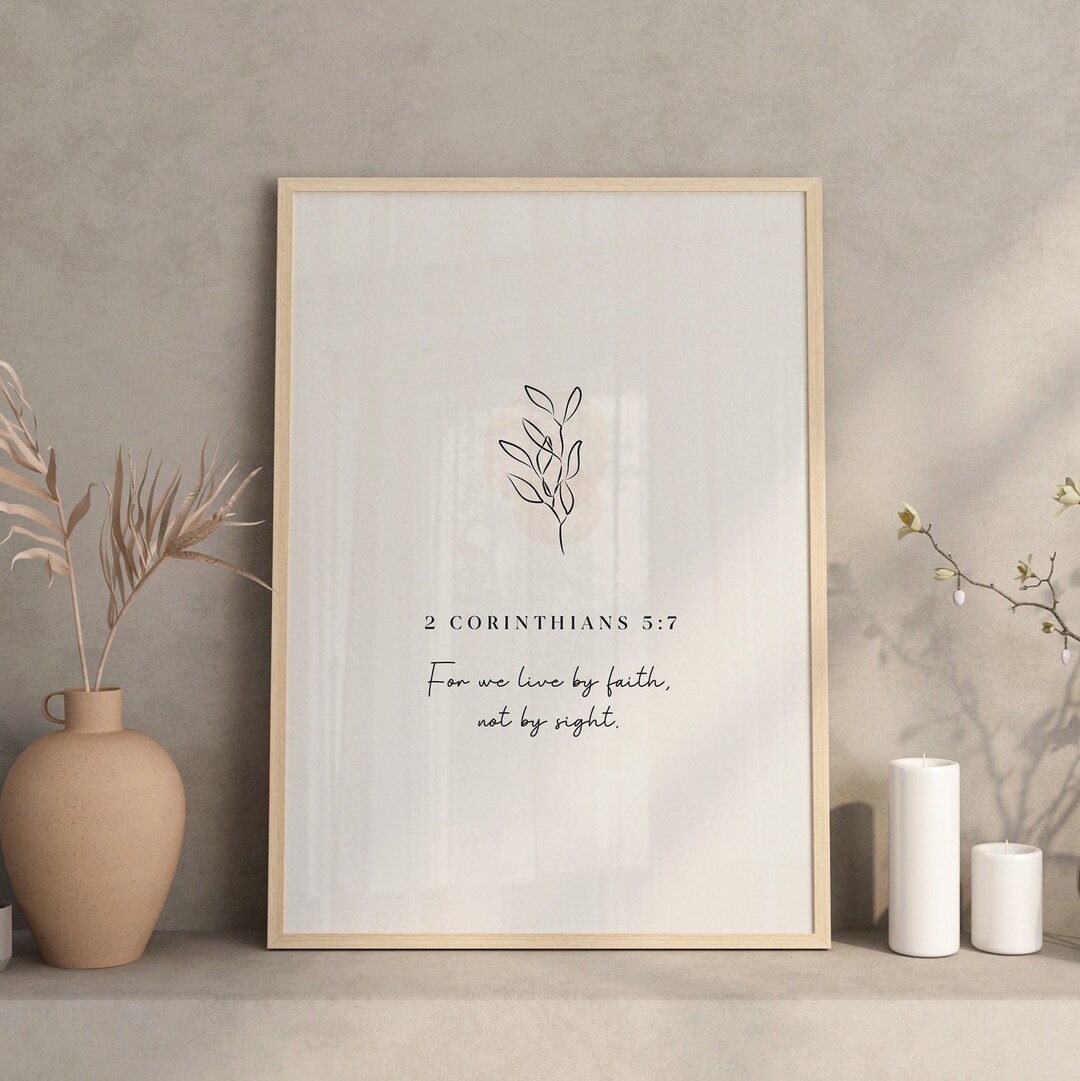 2 Corinthians 5:7 Bible Verse Wall Art, Minimalist Christian Wall Decor ...