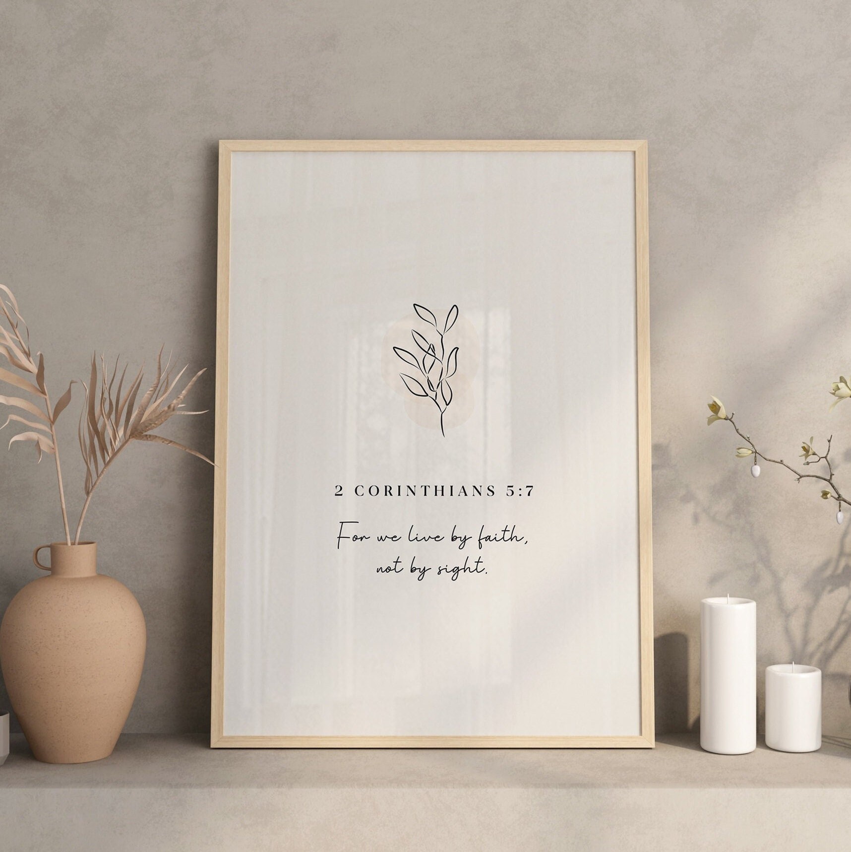 2 Corinthians 5:7 Bible Verse Wall Art, Minimalist Christian Wall Decor ...