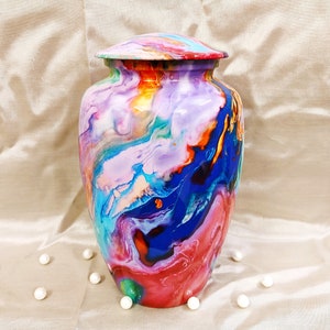 Handmade Rainbow Cremation Urn for Human Ashes - 200 cu inch