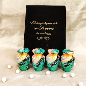 Green Rainbow Mini Keepsake Urns: Set of 4, Aluminum Alloy