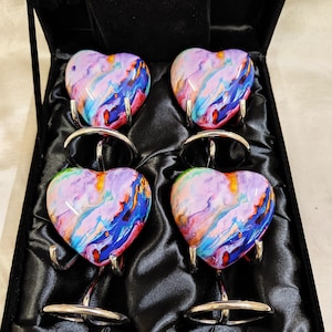 Rainbow Heart Keepsake Urns: Mini Cremation Urns, Set of 4
