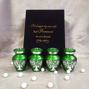 Handmade Emerald Green Cremation Urns: Diamond Cut Mini Urns, Set of 4