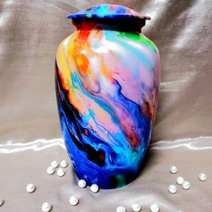 Rainbow Cremation Urn for Ashes: Colorful Memorial Urn, 200 cu in