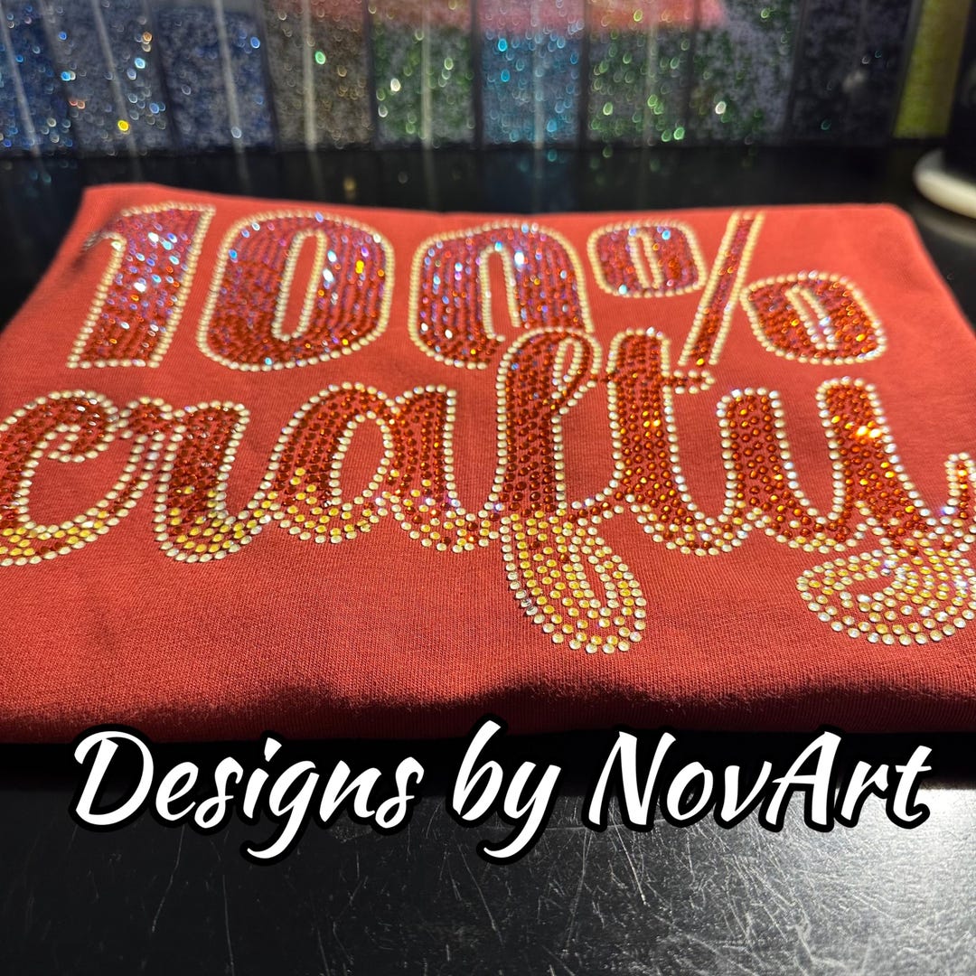 100% Crafty – Paprika Burnt Orange Long Sleeve Rhinestone Bling T-shirt ...