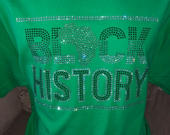 BLACK HISTORY rhinestone tshirt | Bling Shirt | Black Culture Shirt | Juneteenth Rhinestone Bling Tee | Tshirt
