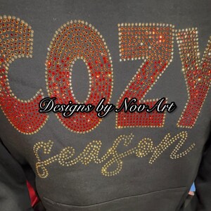 Cozy Season - Rhinestone Bling Black Hoodie | Adult Unisex Sizes