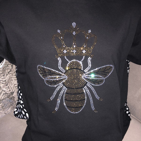 SoftStyle Queen Bee Crown T-Shirt, Queen Bee Shirt, Queen Bee Tee, Bee shirt, Crown Tshirt, Crown Shirt, T-shirt, Tees, Bling, Rhinestone