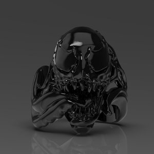 Venom Ring-Spiderman Ring-Marvel ring- Mens Ring-Unique Design-Silver Ring-Black Ring-3d Printed-Movie Ring-Superhero Ring