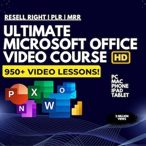 Ultimate Microsoft Office Video Course Bundle | Excel Word PowerPoint Access Outlook Team | Instant Download | PLR + MRR | Rebrand & Sell
