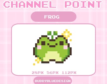 Streaming di Frog Channel Point, Pixel di Frog per il canale Twitch, Emote di icone di punti per gli streaming di Twitch, Pixel Art per gli streamer