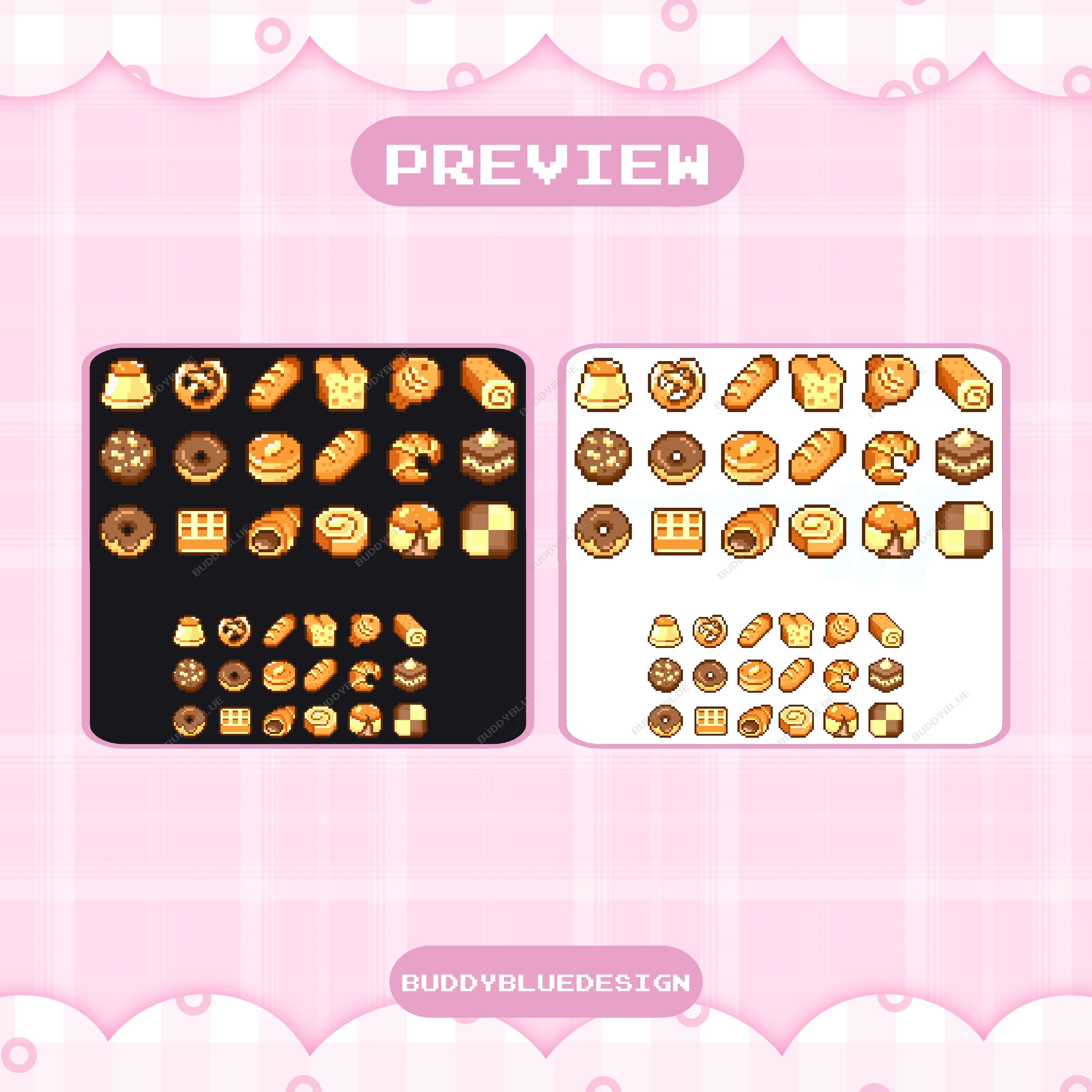 Twitch Bakery Pixel Badges | Cute Bread, Donut, Croissant, Dessert Sub ...