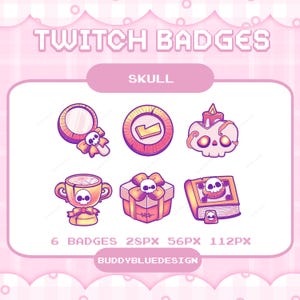 Skull Sub Badges for Twitch,YouTube ,Halloween Sub badges ,Badges Streaming,Halloween Skull badges,Cute Pink Purple Badges for Stream