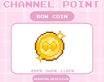 Streaming di punti del canale Bow Gold Coin / Streaming di punti del canale Twitch / Emote dell'icona dei punti per gli streaming di Twitch / Pixel Art per gli streamer
